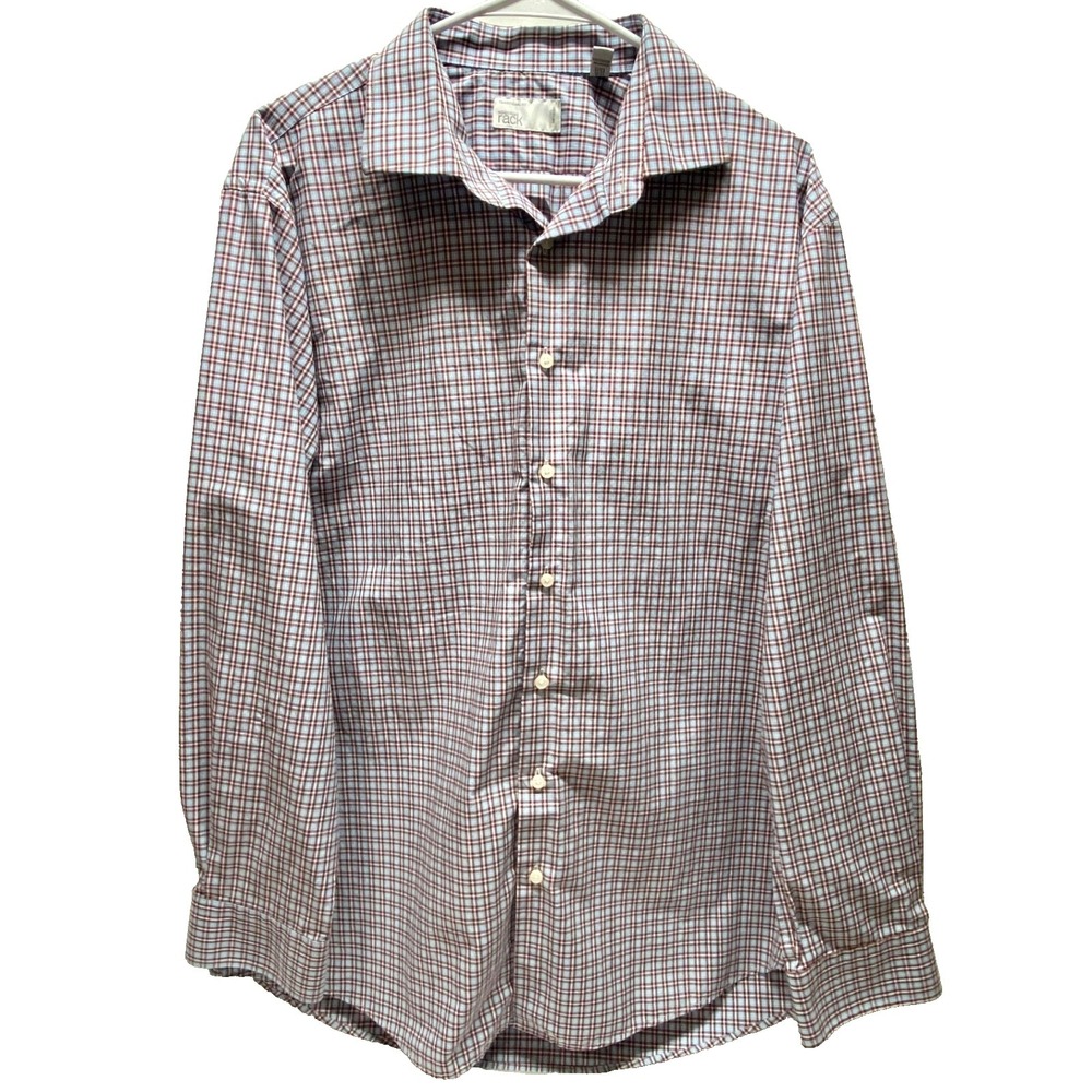 Nordstrom Rack Button‎ Down Shirt Men's XL Blue Plaid Woven Traditional Fit EUC